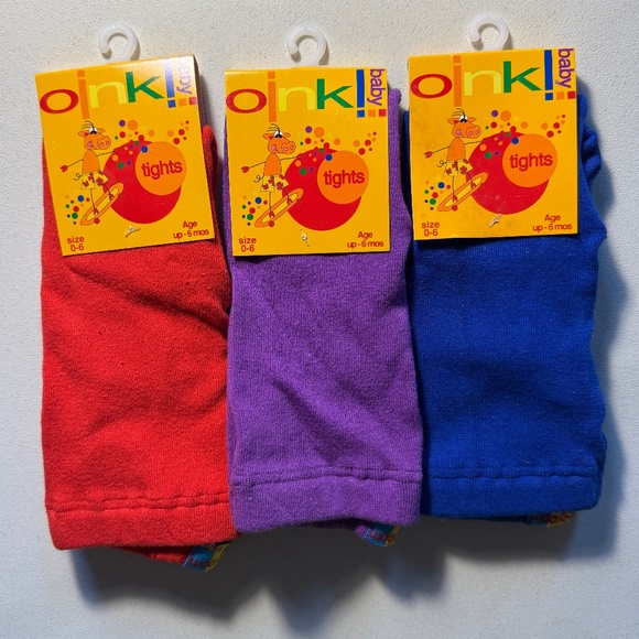 Oink Baby Tights Size 0-6 Age Up To 6 Months 3 Pair Multiple Colors NWT - Picture 1 of 2